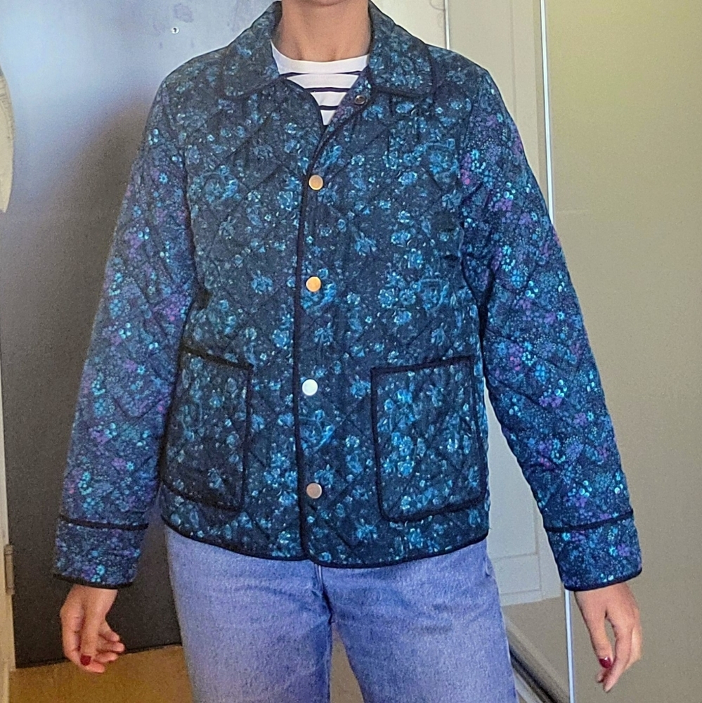Floral Quilted Jacket - Blue & Green